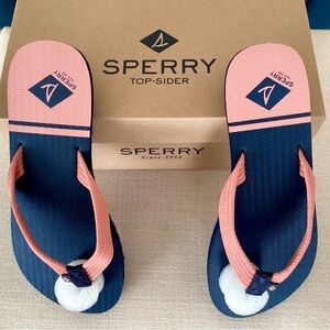Sperry Navy and Pink Flip Flop Sandals